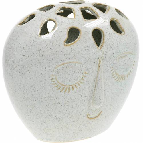 Floristik24 Váza s krémom na tvár, béžová H18cm kameninový vzhľad 1ks