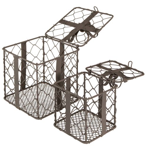 položky Vintage drôtený kôš darčekový kovový sivý 10,5/7,5 cm Sada 2 ks