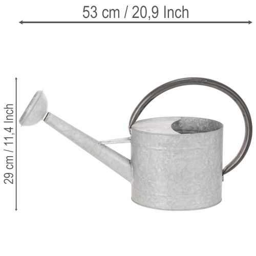 Vintage kovová krhlica na polievanie, striebornošedá, štýlová záhradná dekorácia, váza na kvety, D53 cm V29 cm | Floristik24.sk