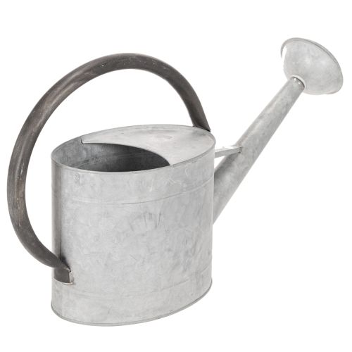 Vintage kovová krhlica na polievanie, striebornošedá, štýlová záhradná dekorácia, váza na kvety, D53 cm V29 cm | Floristik24.sk