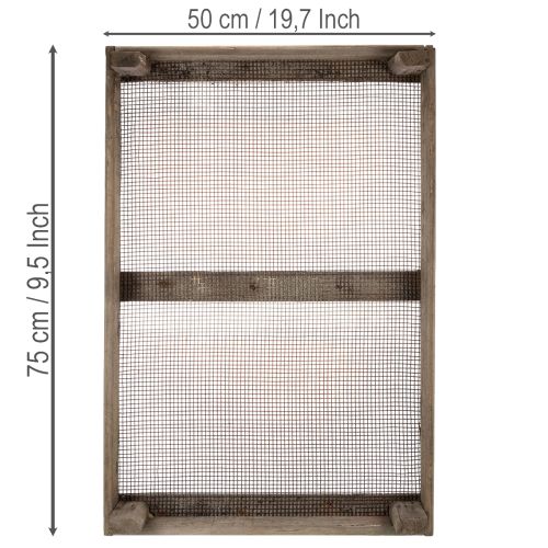 položky Vintage drevená krabica s drôteným pletivom, vidiecky štýl, sitko na cibuľu, dekoratívne, 75×50×14cm