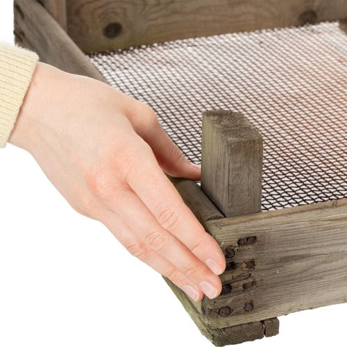 položky Vintage drevená krabica s drôteným pletivom, vidiecky štýl, sitko na cibuľu, dekoratívne, 75×50×14cm