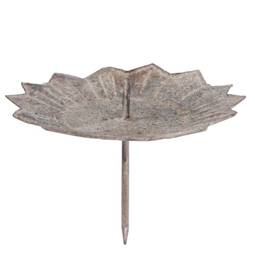 Floristik24 Vintage svietnik šedý na zasunutie Ø11cm V8,5cm 4ks