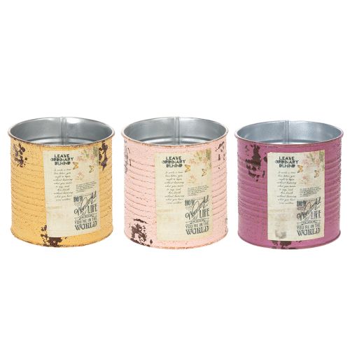 položky Kvetináč/plech s vintage vzhľadom a nápisom na dekoráciu do interiéru, 11 cm, 3 kusy