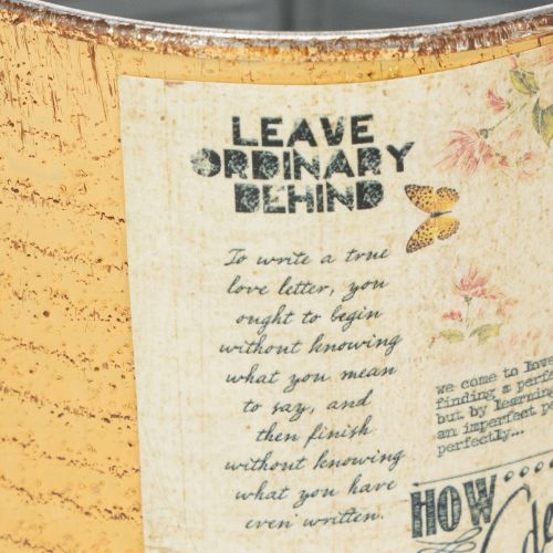 položky Kvetináč/plech s vintage vzhľadom a nápisom na dekoráciu do interiéru, 11 cm, 3 kusy