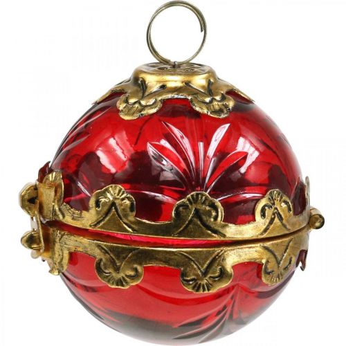 položky Vintage vianočná guľa na otváranie pohára červená zlatá Ø8cm sada 2 ks