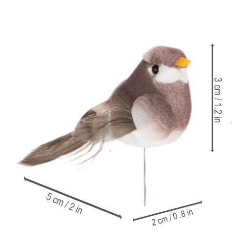 položky Dekoratívne vtáky, umelá bytová dekorácia, jarná príležitosť, s farebným perím, vyrobené z plastu, 5 cm, 18 kusov