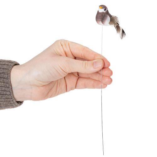 položky Dekoratívne vtáky, umelá bytová dekorácia, jarná príležitosť, s farebným perím z pravého peria, 5 cm, 18 kusov