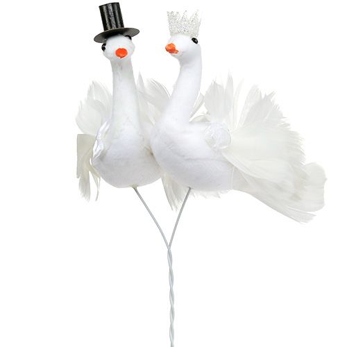 Floristik24 Vtáčí svadobný pár biely 38cm