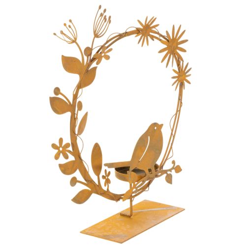 Dekoratívny kvetinový držiak na čajové svietniky s vtáčou farbou, hrdzavý vzhľad 24×27×6 cm kúpiť | Floristik24.sk