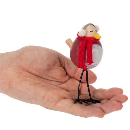 Dekoratívna figúrka vtáka so šatkou, zimná dekorácia, 11 cm, 4 kusy | Floristik24.sk
