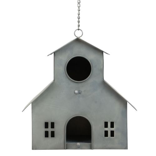 Domček pre vtáky na zavesenie kovový sivý 2-poschodový 24x15x26cm