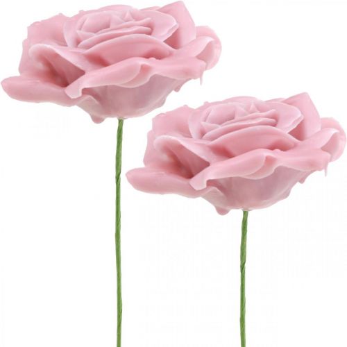 Floristik24 Voskové ruže deko ruže voskové ružové Ø8cm 12ks