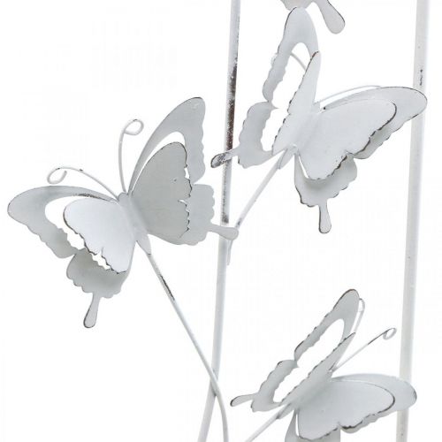 položky Umenie na zavesenie motýľa na jar kovovú nástennú maľbu Shabby Chic White Silver V47,5 cm
