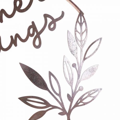 položky Nástenná dekorácia &quot;Letné pocity&quot; ozdobný prsteň, kovová letná dekorácia na zavesenie, Ø49cm, ružová metalíza a tyrkysová