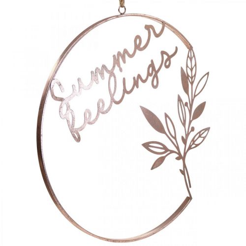 položky Nástenná dekorácia &quot;Letné pocity&quot; ozdobný prsteň, kovová letná dekorácia na zavesenie, Ø49cm, ružová metalíza a tyrkysová