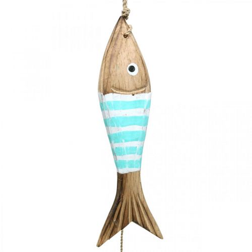 položky Námorný dekoračný vešiak drevená ryba na zavesenie tyrkysová L123cm