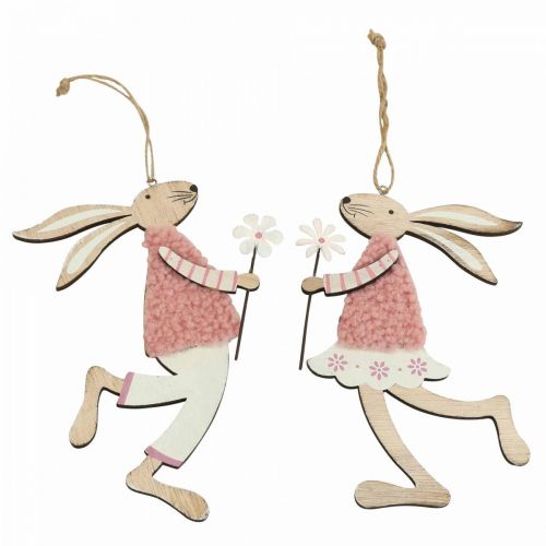 položky Dekorácia na stenu Veľkonočný zajačik na zavesenie drevený ružový 14×19,5cm 4ks