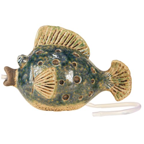 Postavička chrliče Keramická ryba Modrohnedá 20×11×13,5cm