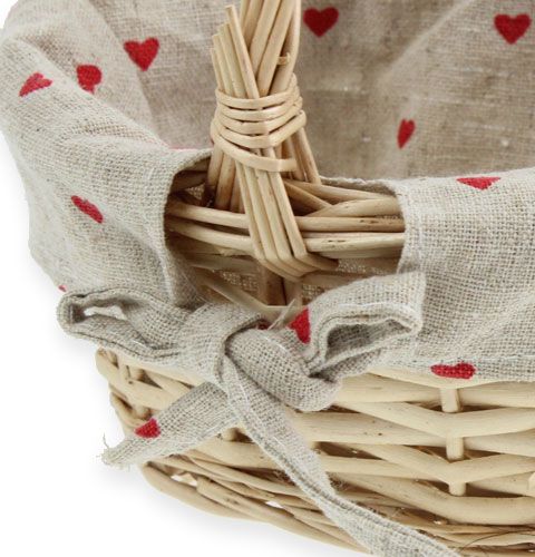 Floristik24 Okrúhly prútený košík s látkovou vložkou 14 cm