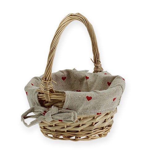 Okrúhly prútený košík s látkovou vložkou 14 cm