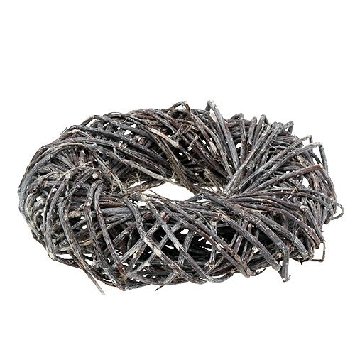 Floristik24 Prútený veniec Ø28cm Šedý, praný