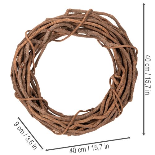 Veniec z prírodného vŕbového prútika ako remeselný veniec do kvetinárstva, 40 cm | Floristik24.sk