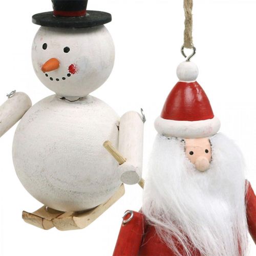 položky Drevené vianočné ozdoby na stromček Santa Claus a snehuliak 11cm sada 2 ks