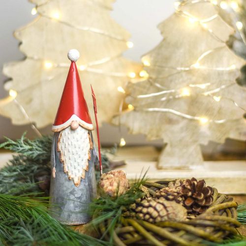 Floristik24 Vianočný škriatok s hviezdou 18cm červený, sivý kov 2ks