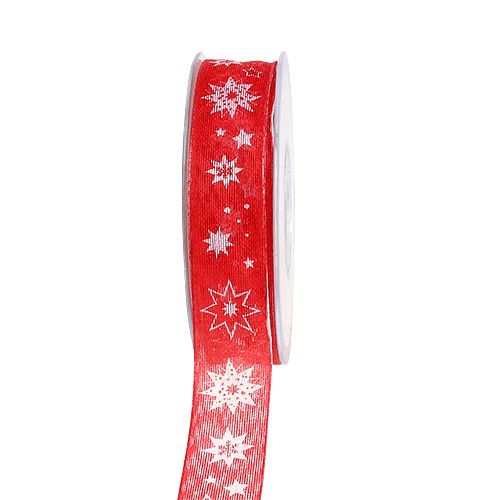 Floristik24 Vianočná stuha červená so vzorom hviezd 25mm 20m