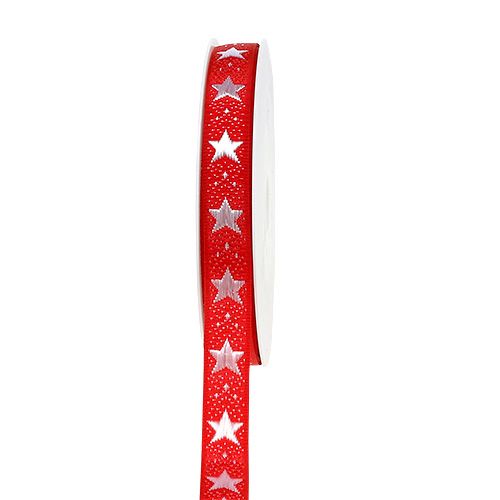 Floristik24 Vianočná stuha s hviezdičkami červená 15mm 20m