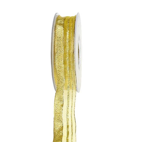 Floristik24 Vianočná stuha s prúžkami zlatá 25mm 20m