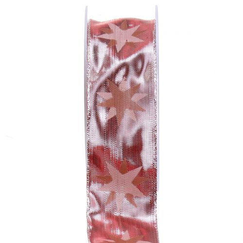 Floristik24 Vianočná stuha holografická ružová, strieborná 40mm 20m