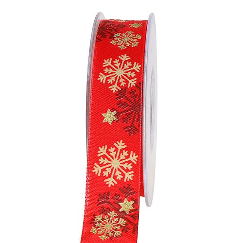 Floristik24 Vianočná stuha červená so snehovými vločkami 25mm 20m