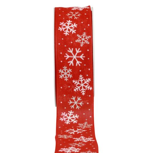 Vianočná stuha červené vločky darčeková stuha 40mm 15m