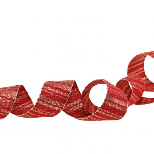 položky Vianočná stuha červená so zlatými prúžkami vzor 35mm 25m