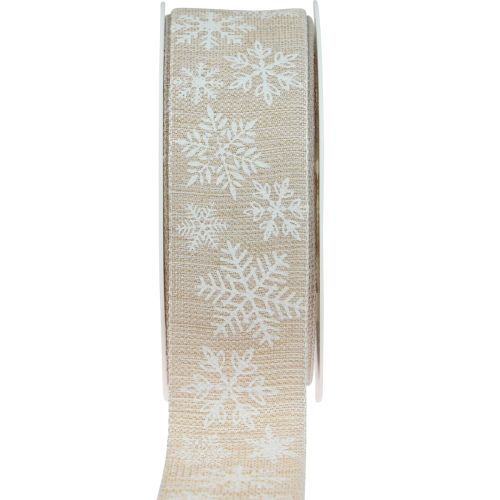 Floristik24 Vianočná stuha snehová vločka béžová darčeková stuha 35mm 15m