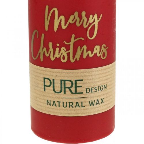 položky PURE stĺpové sviečky Merry Christmas 130/60mm voskové červené 4ks