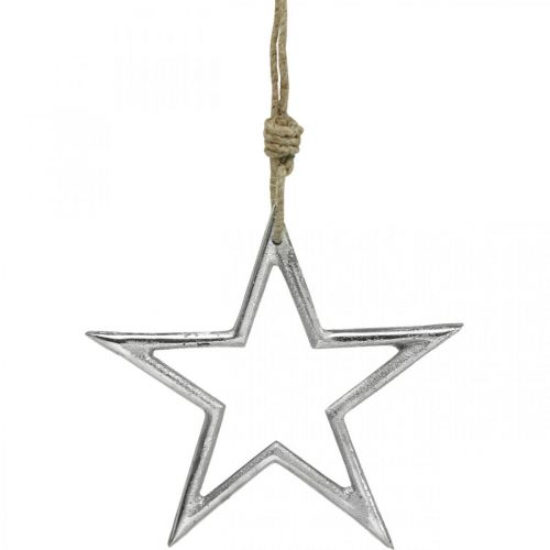 Vianočná dekorácia hviezda, adventná dekorácia, prívesok hviezda strieborná Š15,5cm