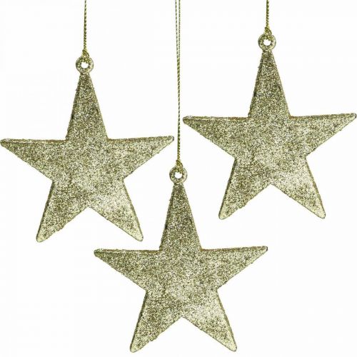 Floristik24 Vianočná dekorácia prívesok hviezda zlaté trblietky 10cm 12ks