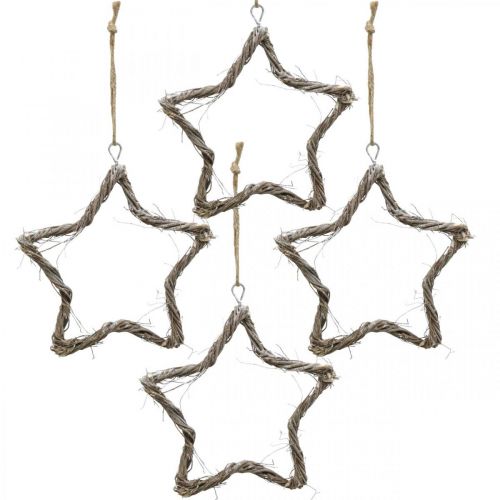 Floristik24 Vianočná dekorácia hviezda brest hviezdy na zavesenie biela praná 20cm 4ks