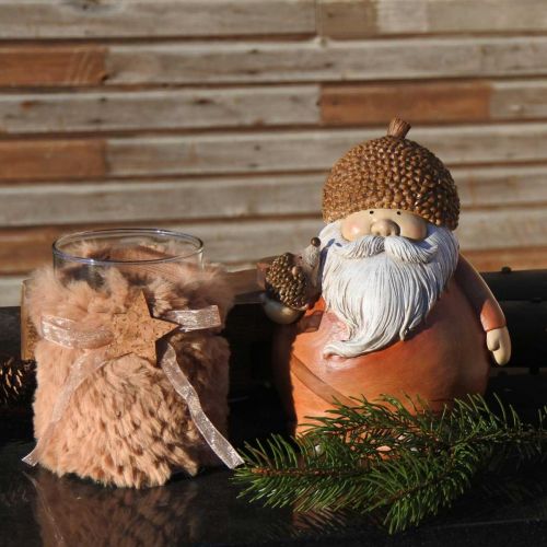 položky Vianočná dekorácia lampáš sklenená umelá kožušina V12cm Ø9,5cm 3ks