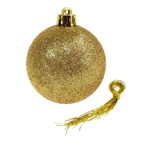položky Vianočná dekorácia plastová guľa zlatá, hnedá mix Ø6cm 30ks