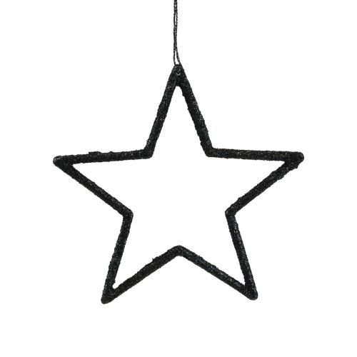 položky Vianočná dekorácia prívesok hviezda čierne trblietky 12cm 12ks