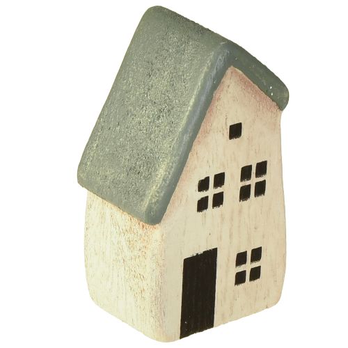 položky Vianočné drevené domčeky, jedličky, zelené a biele, 5-8 cm, sada 6 kusov