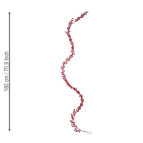 položky Vianočná girlanda z umelých bobúľ červená 180 cm