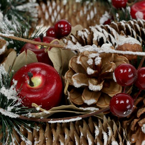 položky Vianočný veniec s ozdobným ovocím zasnežený Ø33cm