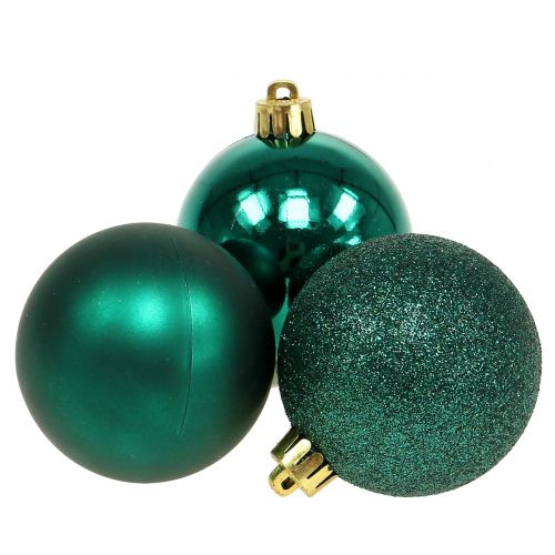 Floristik24 Vianočná guľa smaragdovo zelená mix Ø6cm 10ks