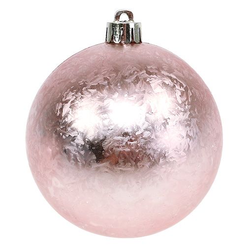 Floristik24 Vianočná guľa plastová Ø8cm svetloružová 3ks