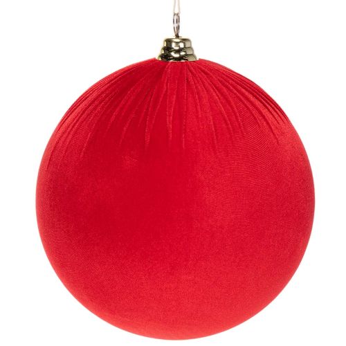 Červená zamatová vianočná guľa, veľká dekoratívna guľa na zavesenie, 25 cm, 2 kusy